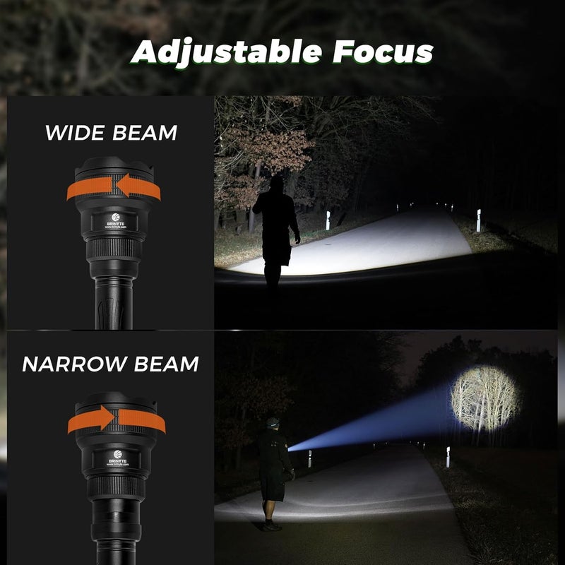 Brinyte T18 Hunting Light Red Green White Zoomable LED Flashlight, Long Range Predator Flashlight with Remote Pressure Switch for Hog Coyote Coon Varmint Hunting - Image 4